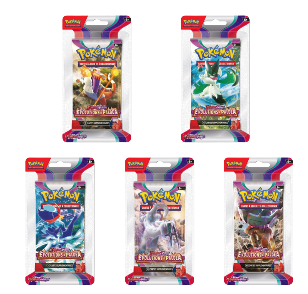Artset de 5 Boosters Pokémon Blister Evolutions à Paldea - EV02 | Collectorshop Maroc